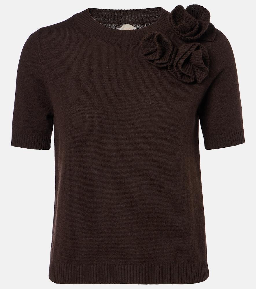 jardin des orangers floral-appliqué wool and cashmere sweater
