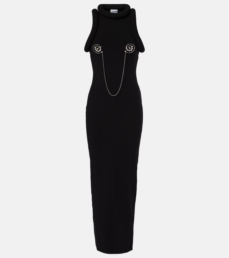 jean paul gaultier 3d embellished jersey maxi dress