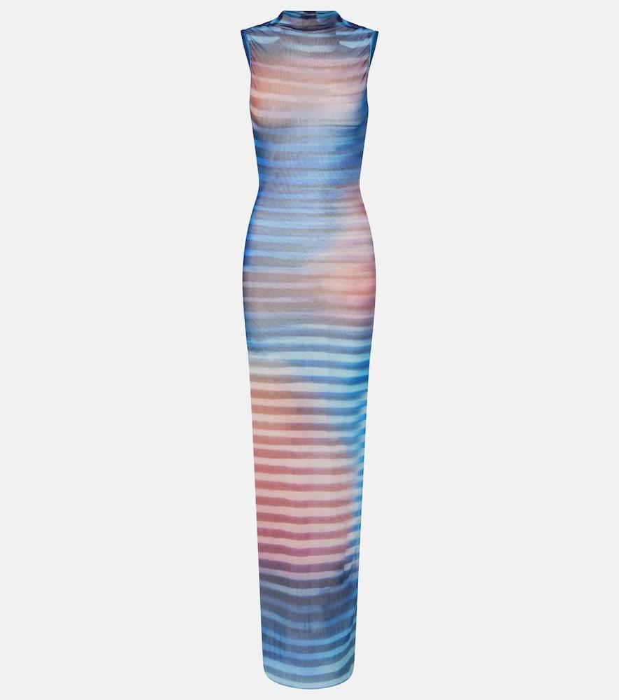 jean paul gaultier air striped tulle maxi dress