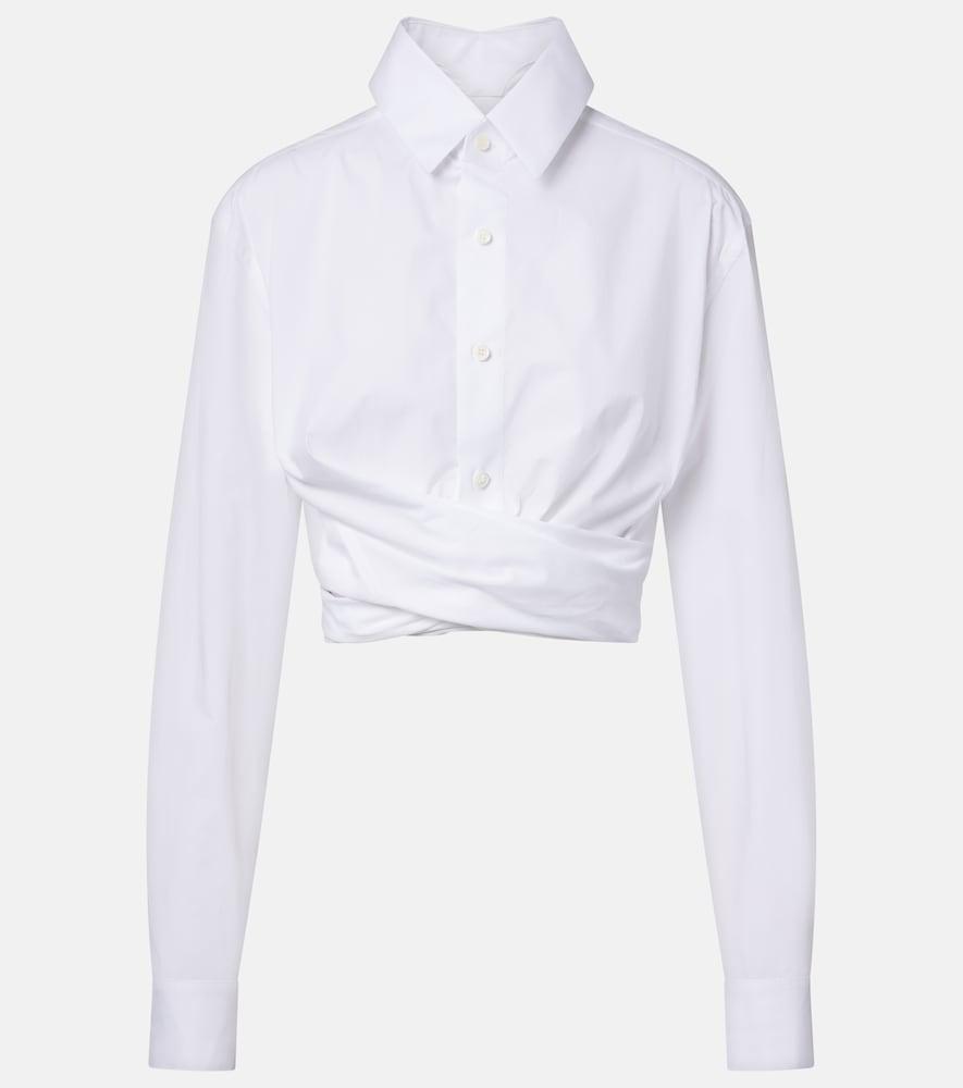 jean paul gaultier cropped cotton poplin shirt