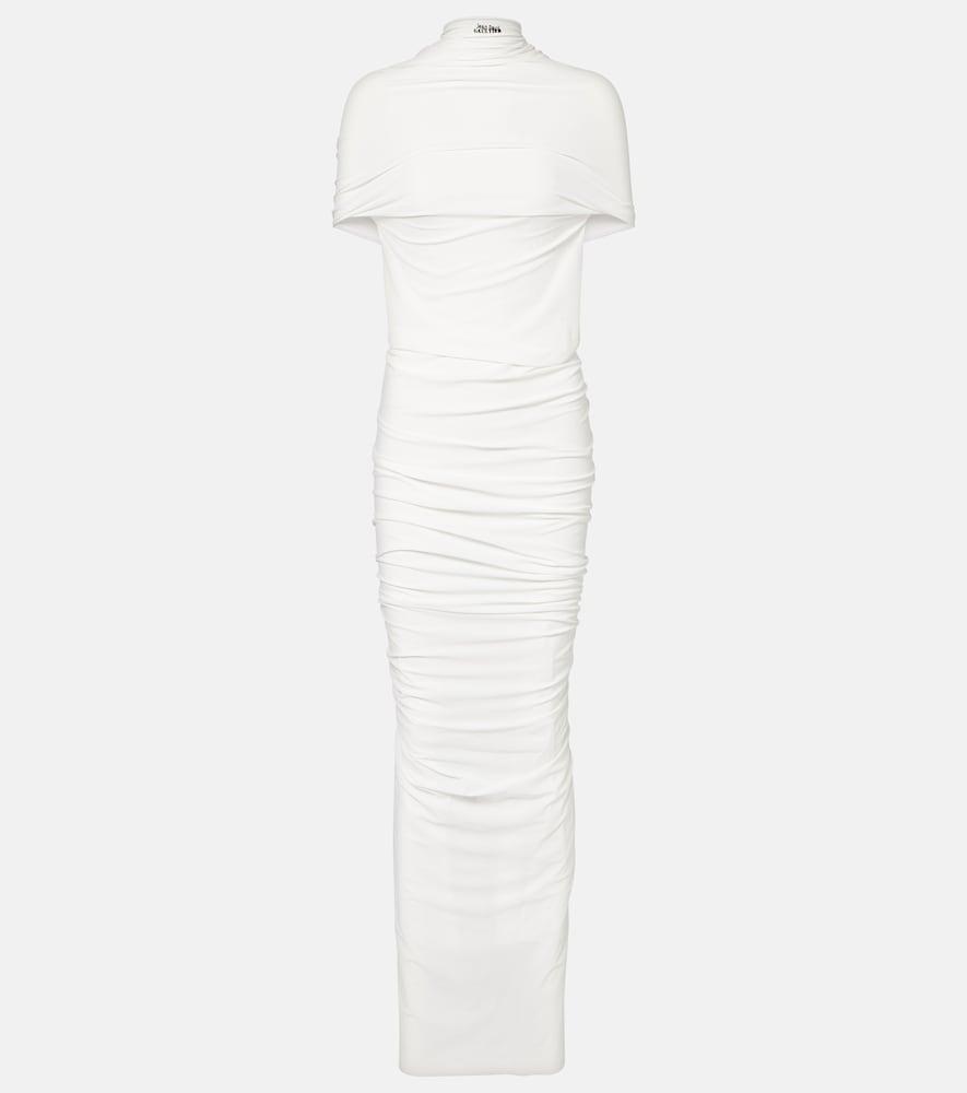 jean paul gaultier fringed ruched jersey maxi dress