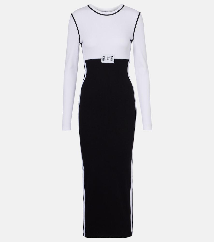 jean paul gaultier logo cotton-blend jersey maxi dress