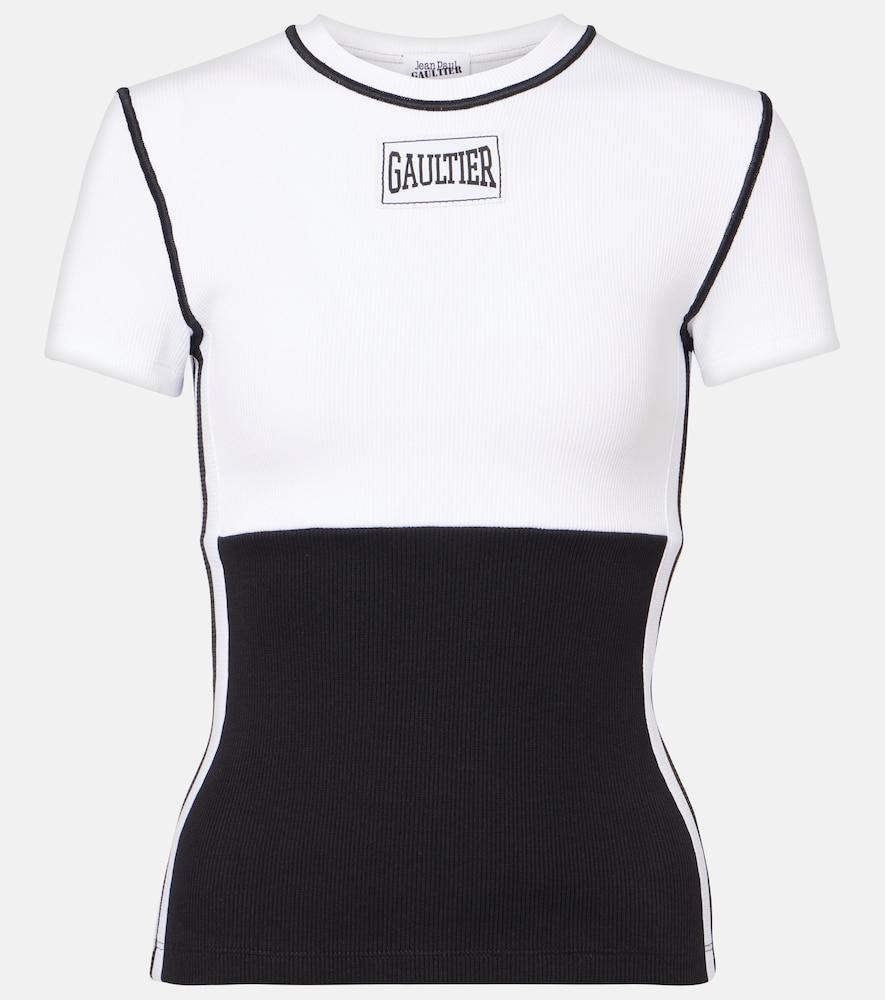 jean paul gaultier logo cotton-blend jersey t-shirt