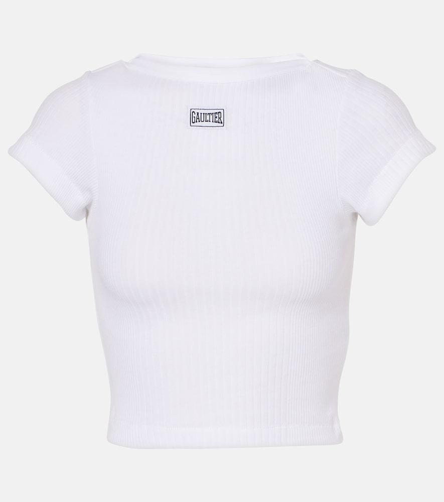 jean paul gaultier logo cotton jersey crop top