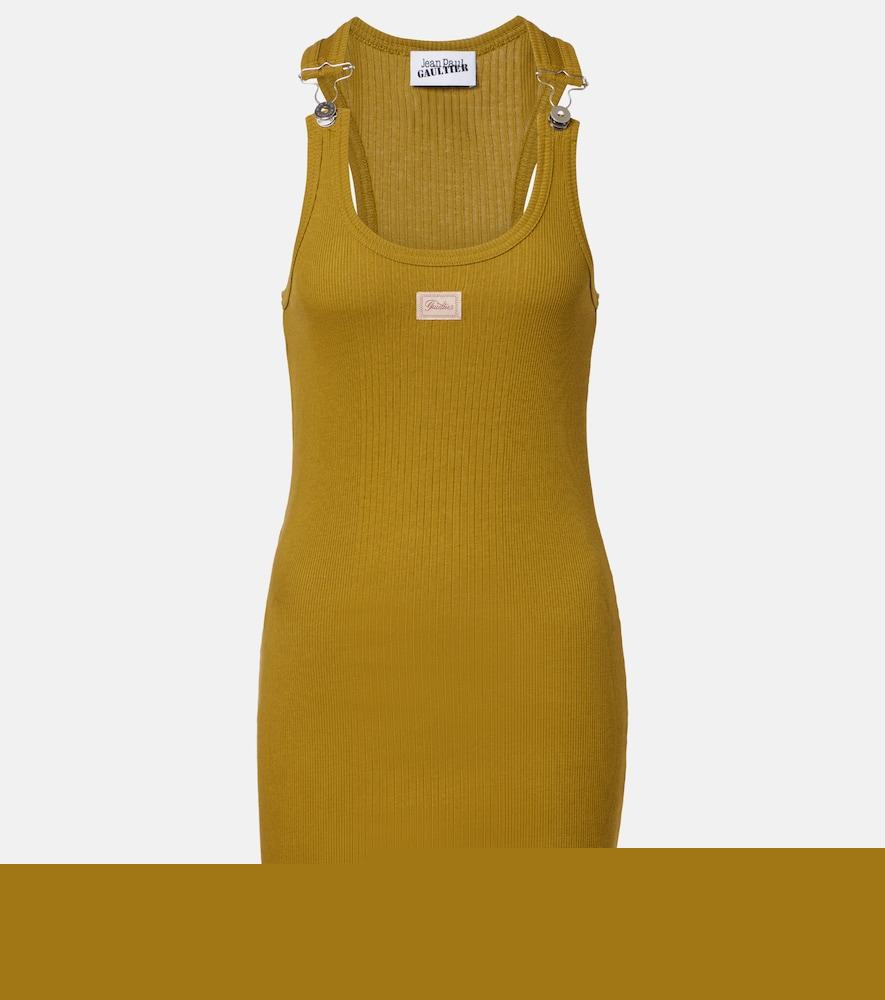 jean paul gaultier logo ribbed-knit cotton minidress