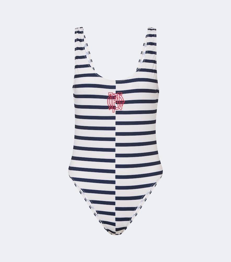 jean paul gaultier logo striped swimsuit