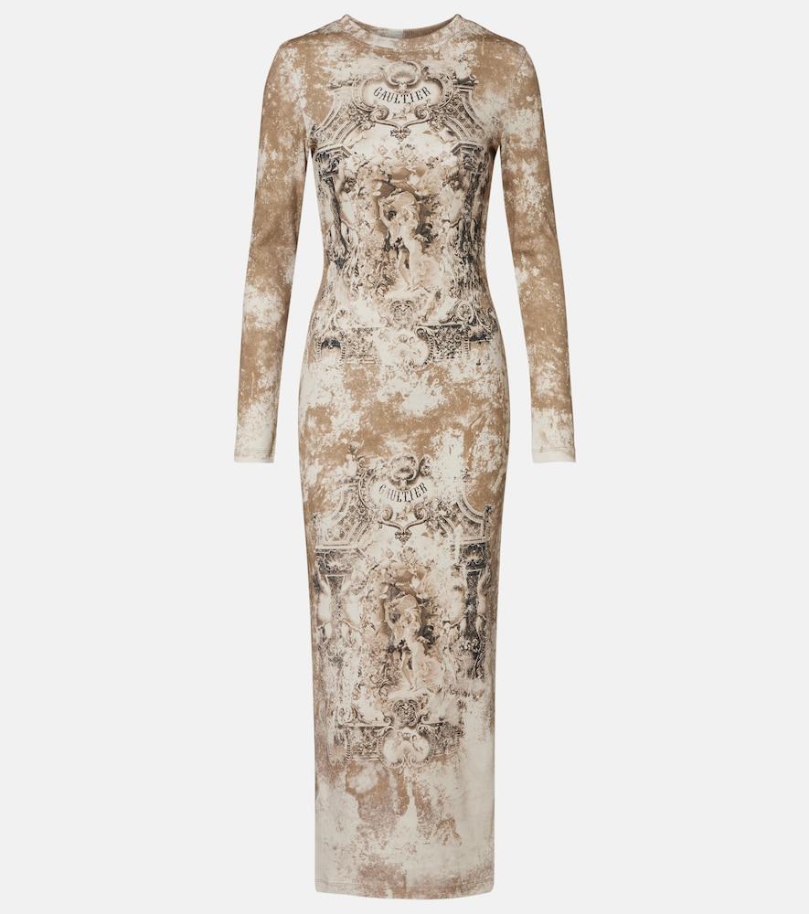 jean paul gaultier médaillon cotton-blend jersey midi dress