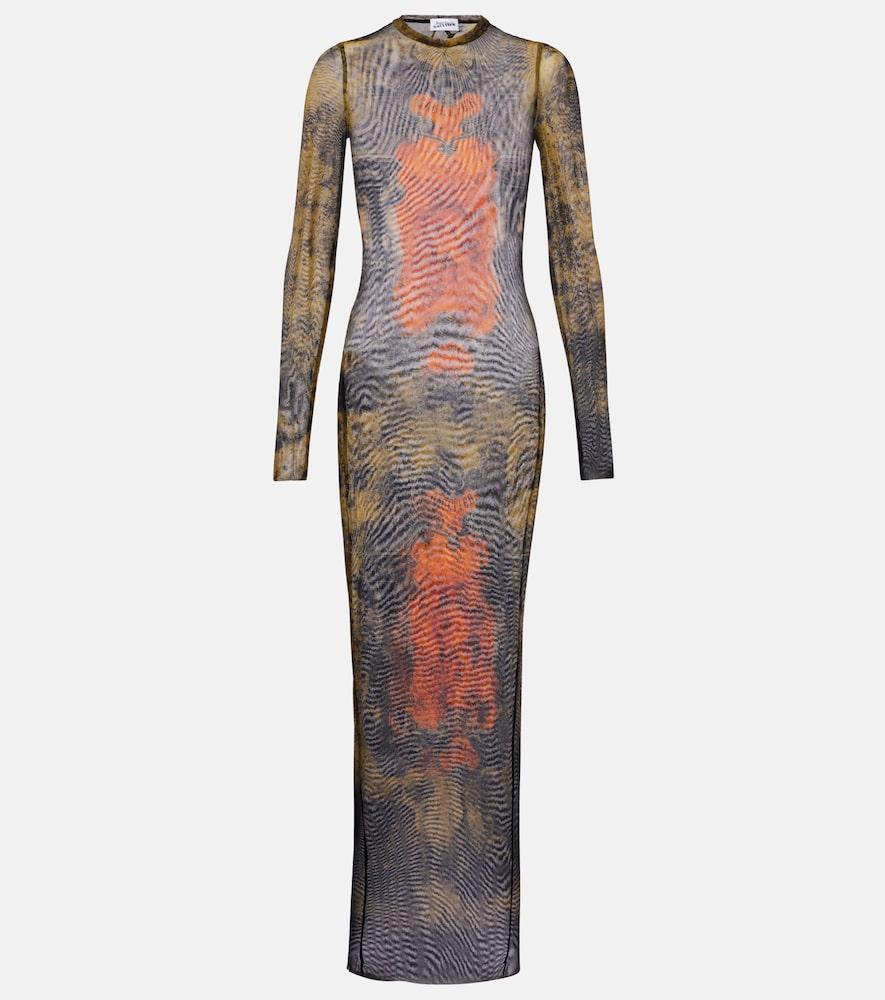 jean paul gaultier médallion printed mesh maxi dress