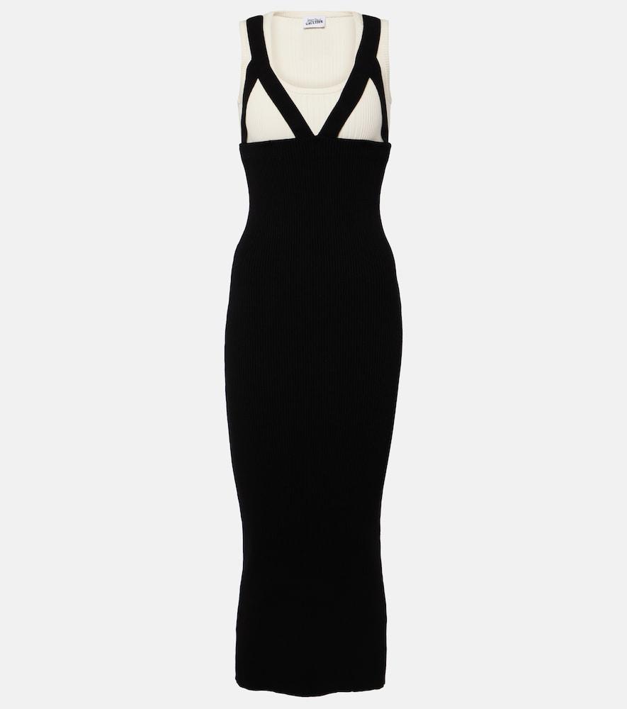 jean paul gaultier madone ribbed-knit midi dress