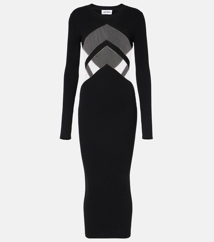 jean paul gaultier paneled jersey midi dress
