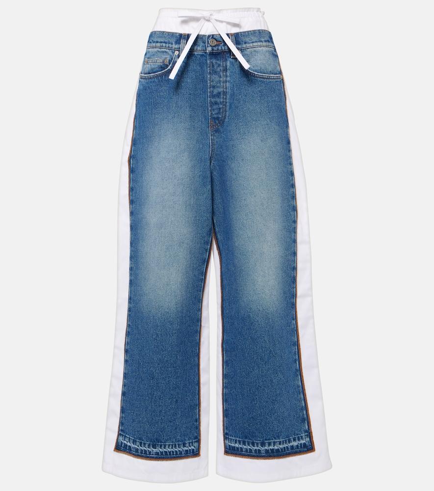 jean paul gaultier paneled mid-rise wide-leg jeans