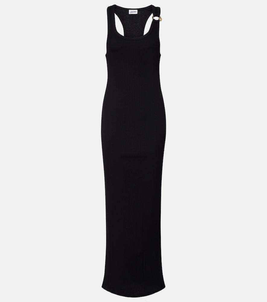 jean paul gaultier piercing cotton jersey maxi dress