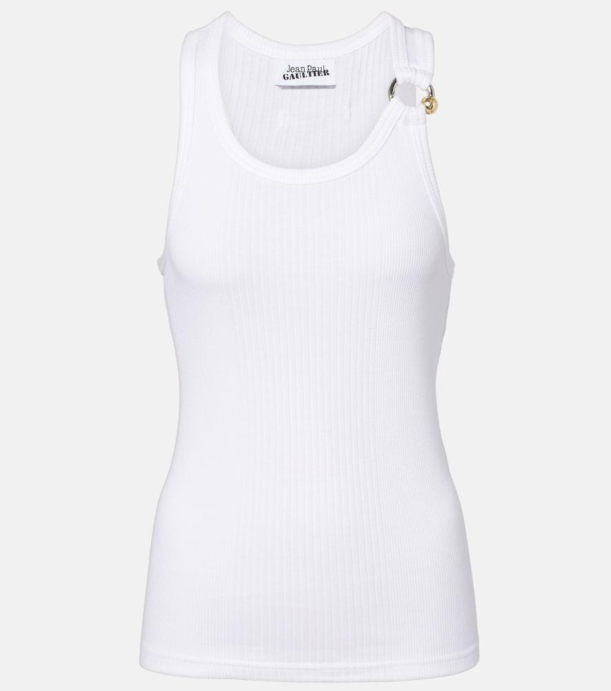 jean paul gaultier piercing cotton jersey tank top