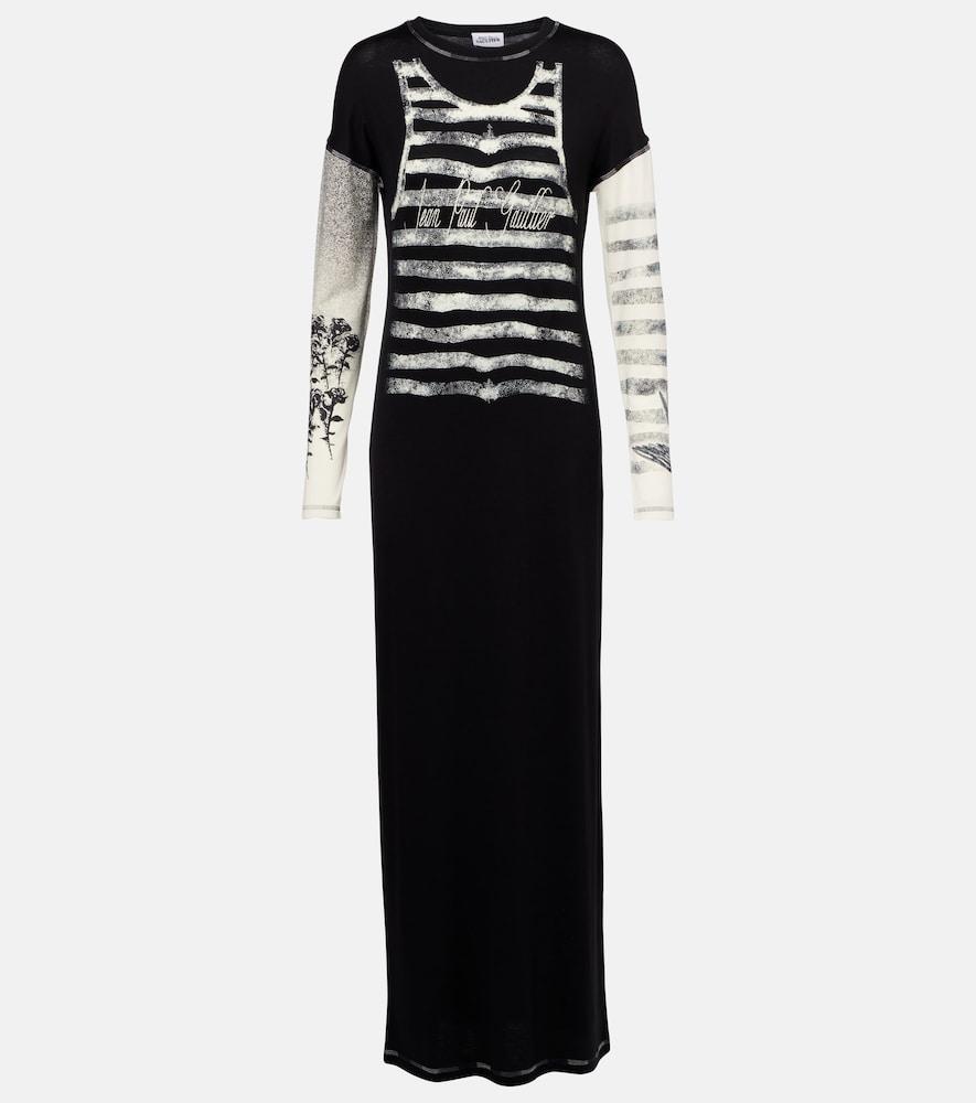 jean paul gaultier printed jersey maxi dress