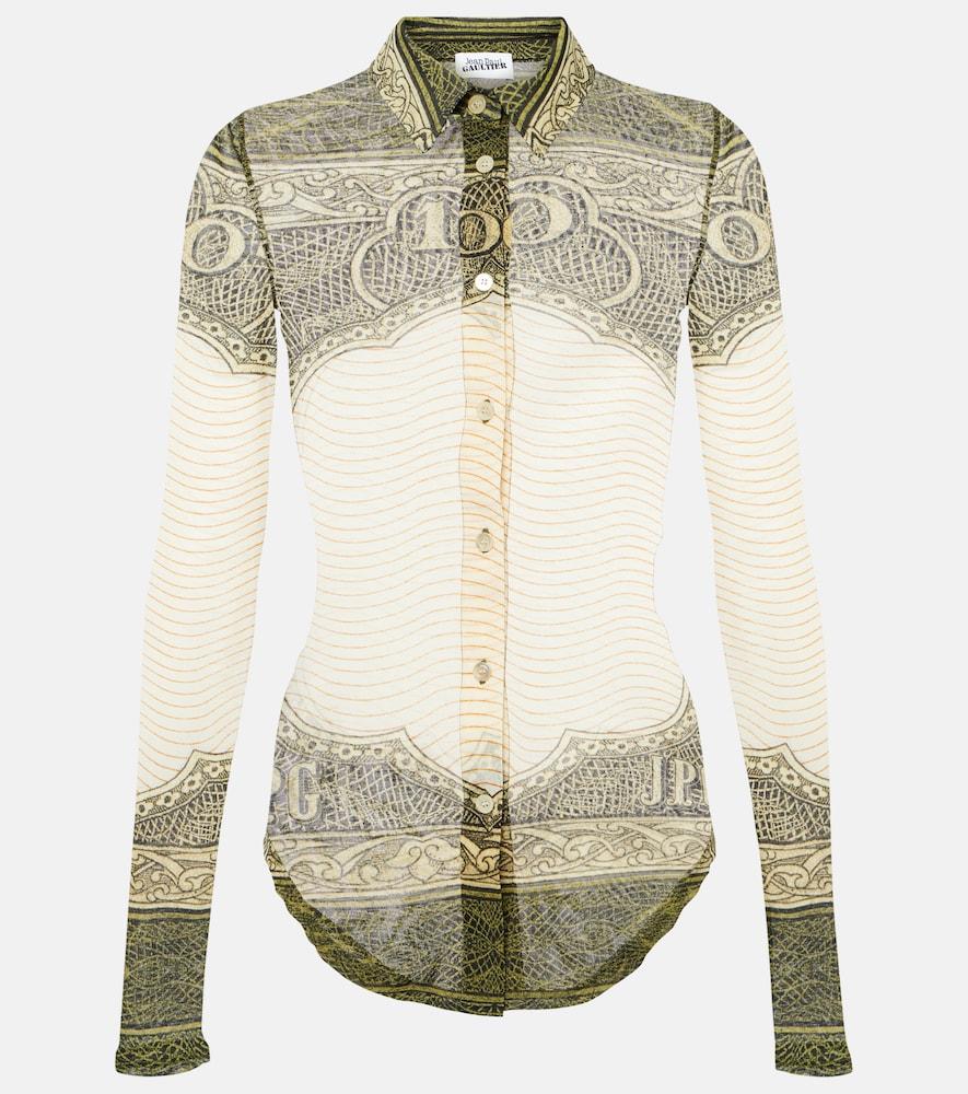 jean paul gaultier printed mesh shirt