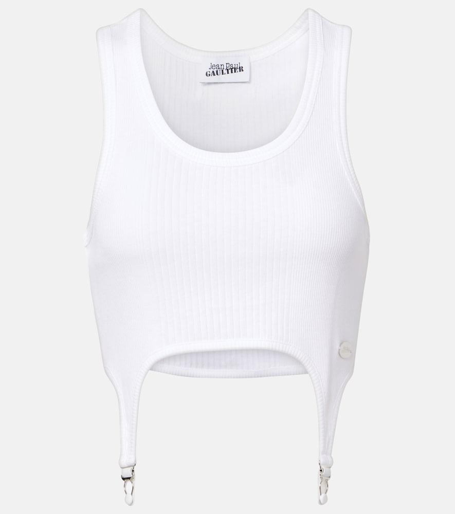 jean paul gaultier ribbed-knit cotton jersey bra top