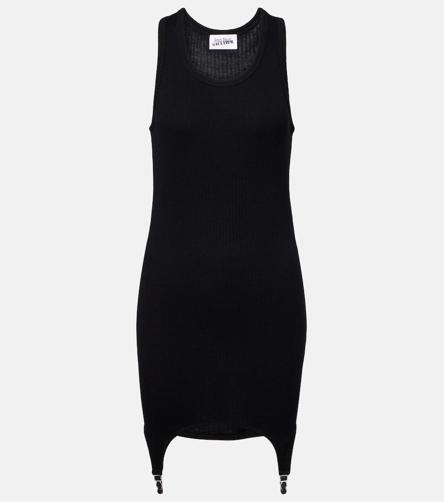 jean paul gaultier ribbed-knit cotton jersey minidress