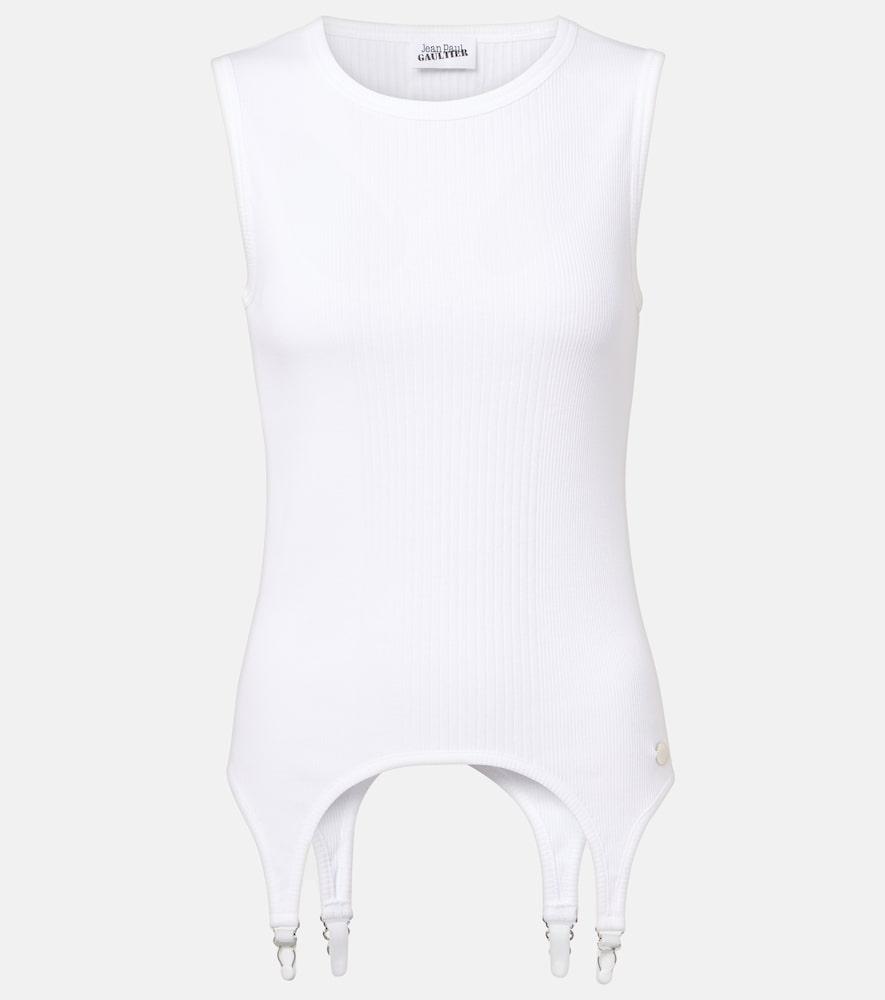 jean paul gaultier ribbed-knit cotton jersey tank top