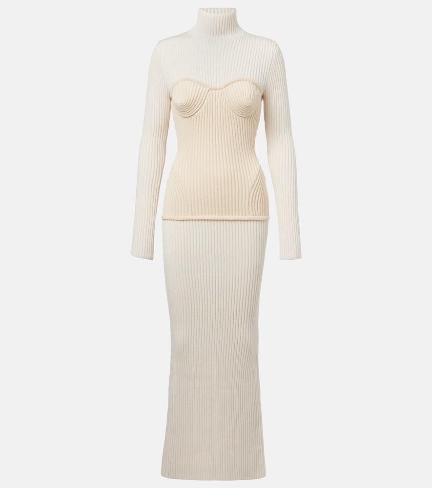 jean paul gaultier ribbed-knit wool-blend maxi dress
