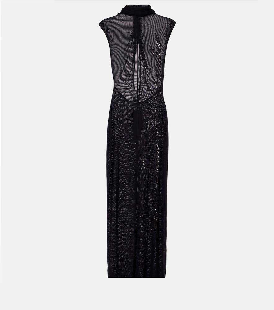 jean paul gaultier sequined mesh maxi dress