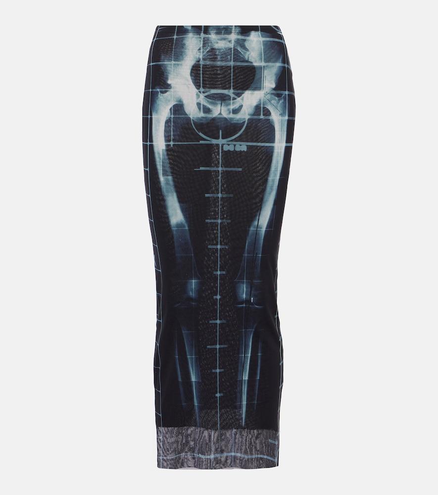 jean paul gaultier squeletor semi-sheer mesh maxi skirt