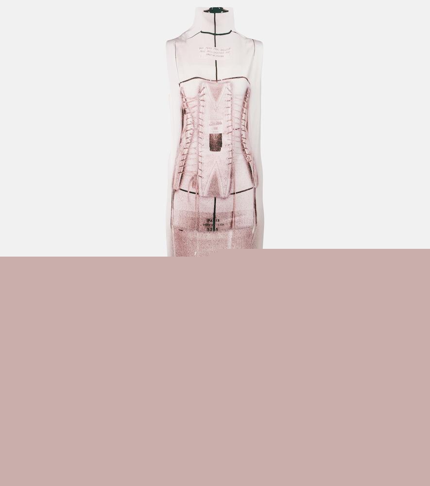 jean paul gaultier trompe l'ail draped satin maxi dress