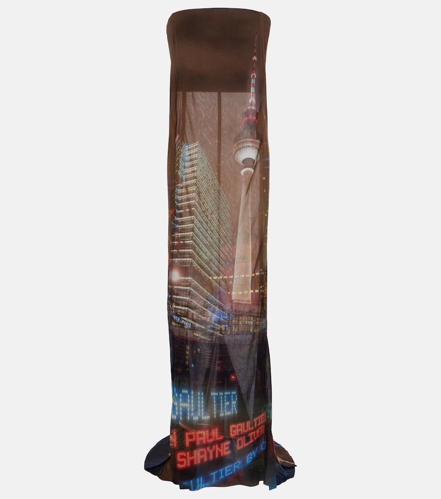 jean paul gaultier x shayne oliver printed tulle gown