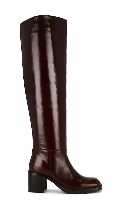 jeffrey campbell vinyl over the knee boot in cognac. - size 10 (also in 6, 7, 7.5)