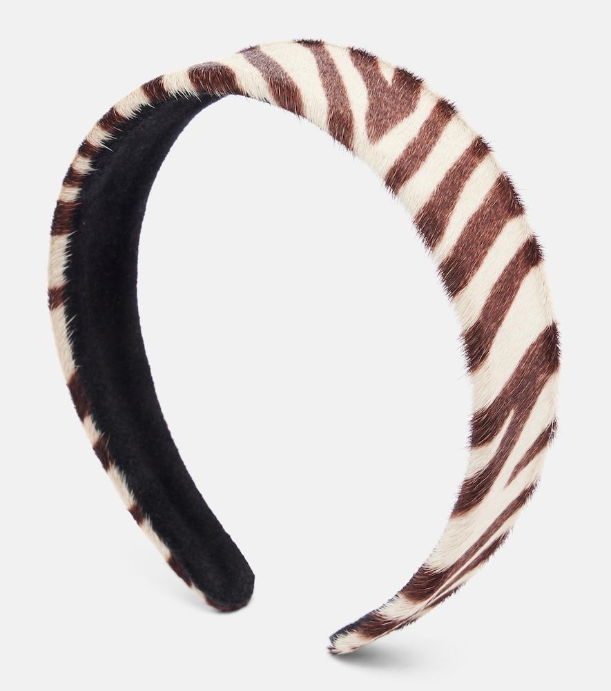 jennifer behr cruz zebra-print calf hair headband