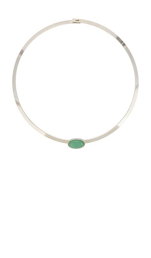 jennifer behr elaine collar in green,metallic silver.