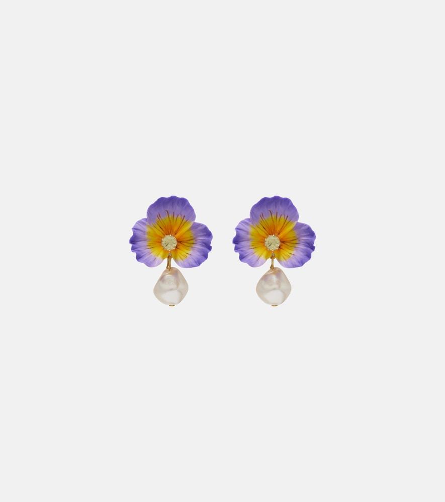 jennifer behr embellished floral drop earrings