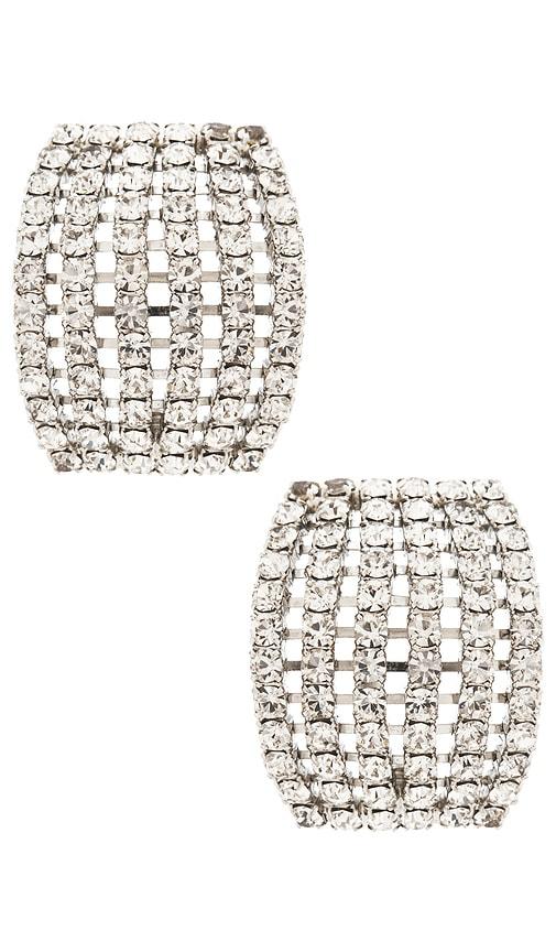 jennifer behr kyrie hoop earrings in metallic silver.
