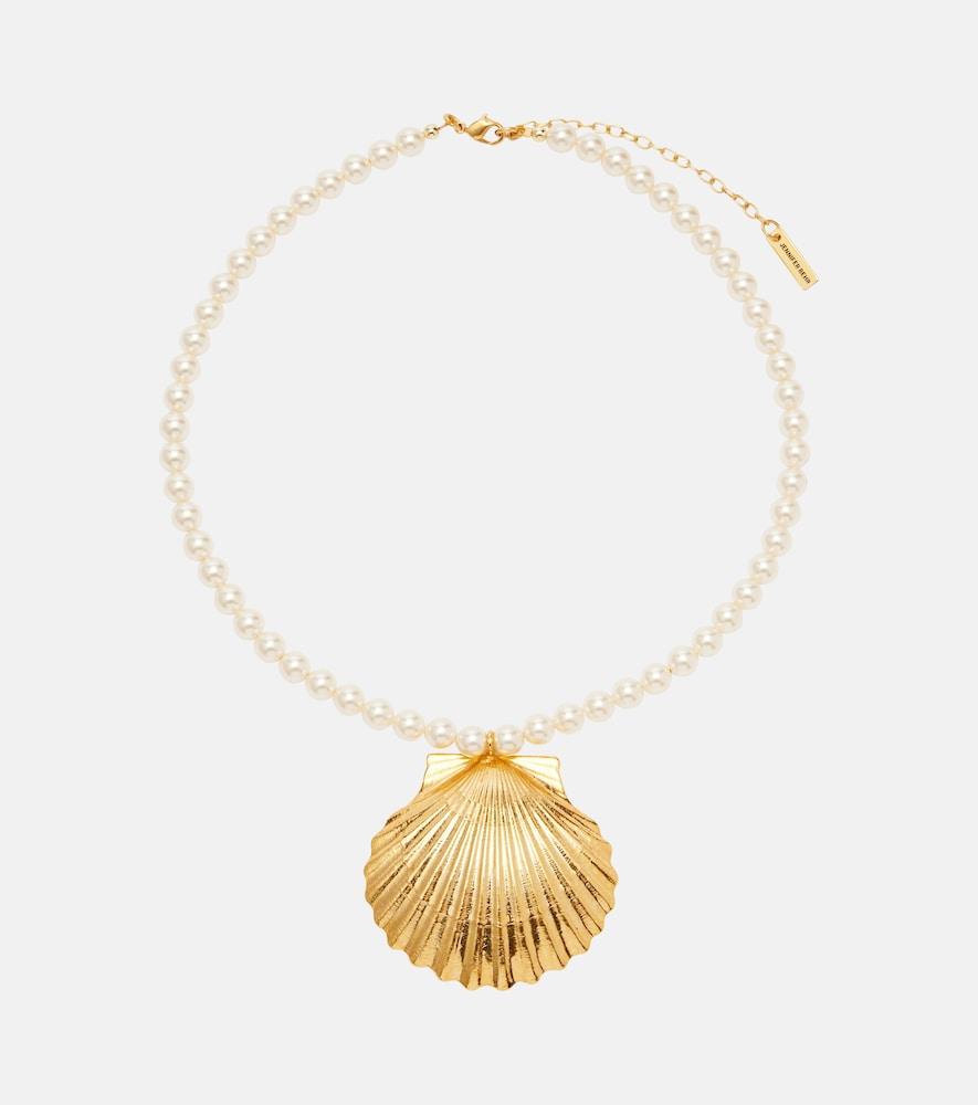 jennifer behr siren faux pearl gold-plated necklace