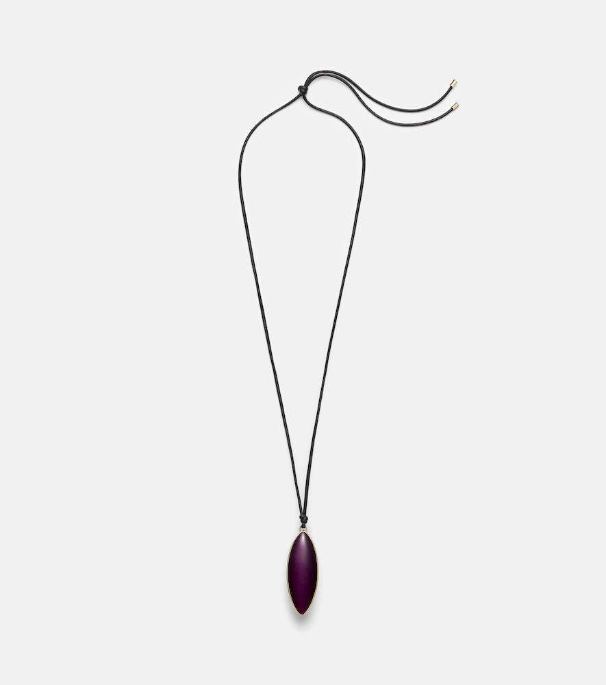 jennifer fisher 14kt gold-plated and leather necklace with quartz