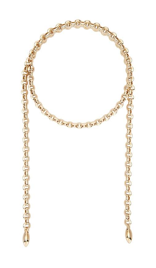 jennifer fisher 40 link wrap around necklace in metallic gold.