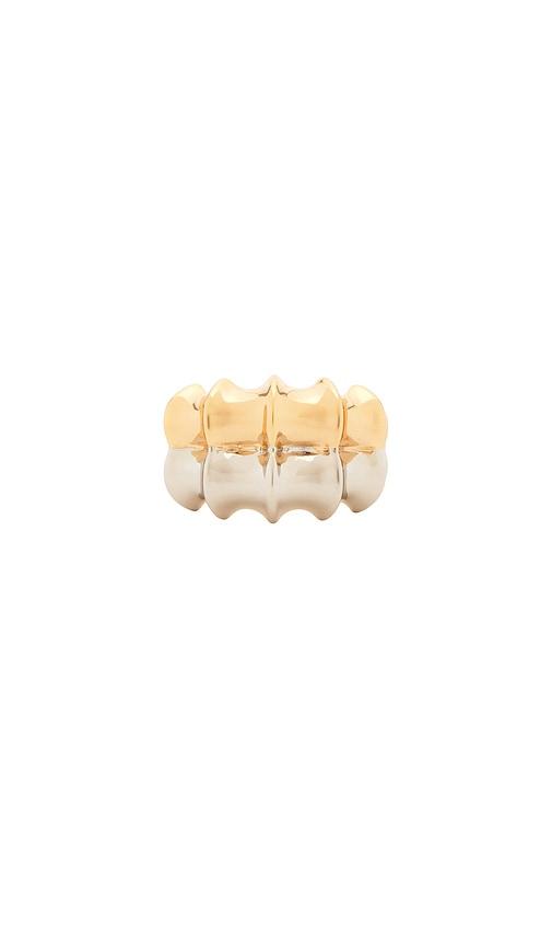 jennifer fisher double murphy ring in metallic gold,metallic silver. - size 6 (also in 7)