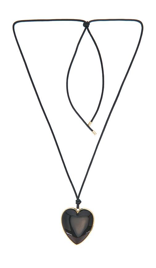 jennifer fisher heart pendant long necklace in black.