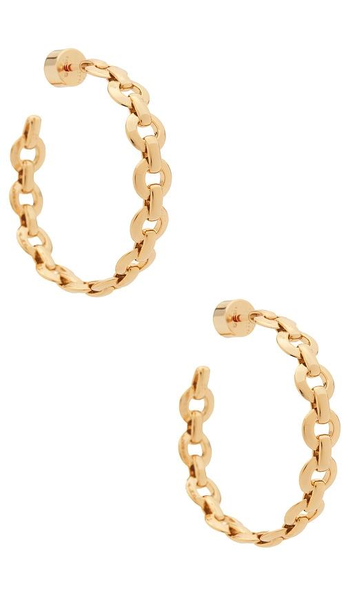 jennifer fisher link baby hoop earrings in metallic gold.