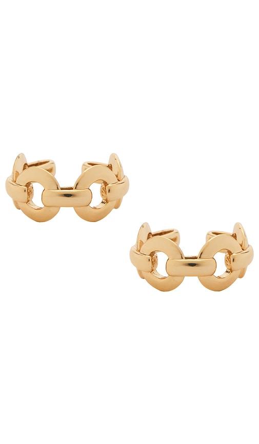 jennifer fisher link cuff earrings in metallic gold.