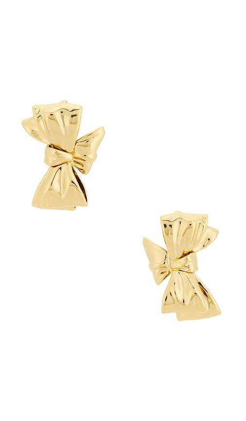 jennifer fisher small bow earrings in metallic gold.
