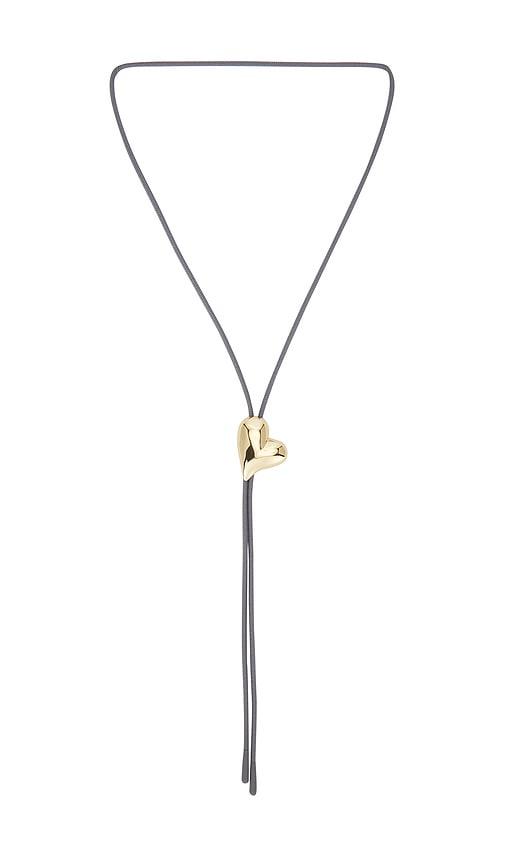 jenny bird art heart bolo tie necklace in metallic gold.