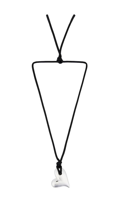jenny bird art heart on a string necklace in black.