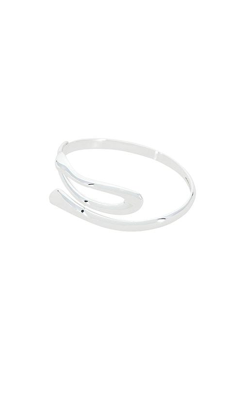 jenny bird egret upper arm cuff in metallic silver.