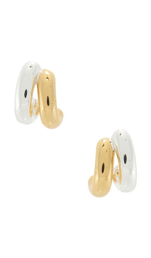 jenny bird mini florence two tone earrings in metallic gold.