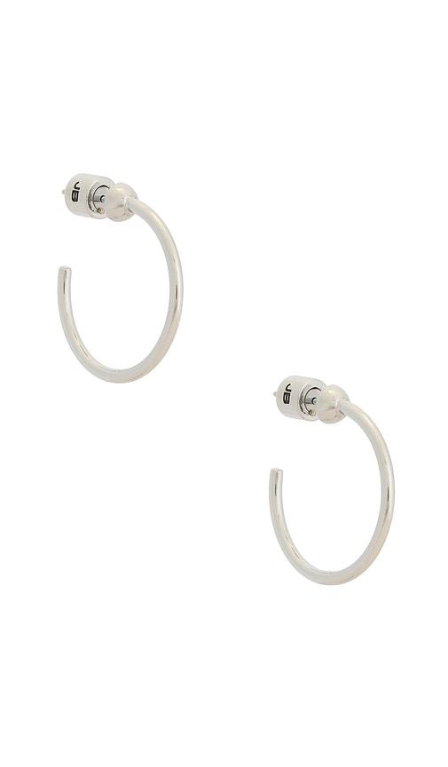 jenny bird mini icon hoops earring in metallic silver.