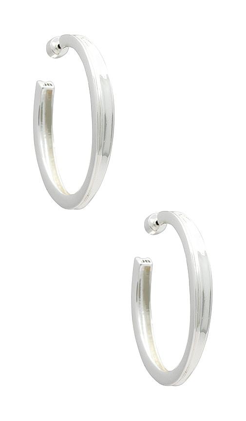 jenny bird slim doune hoops in metallic silver.