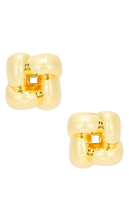 jenny bird small woven square earrings in metallic gold.