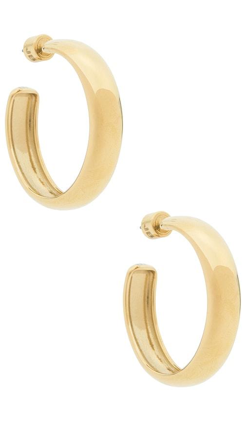 jenny bird staple hoops large earrings in metallic gold.