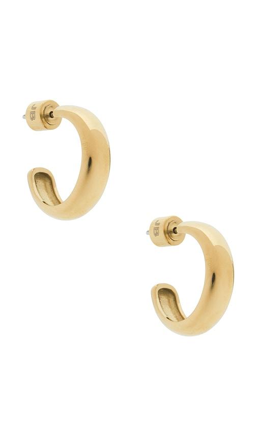 jenny bird staple hoops small earrings in metallic gold.