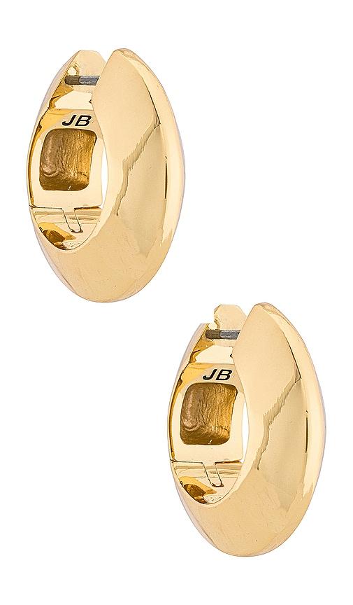 jenny bird wide hinged hoops earrings in metallic gold.